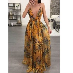 Boutique brand orange floral maxi dress